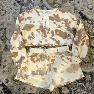 2 Piece Set - Tan Tie Dye